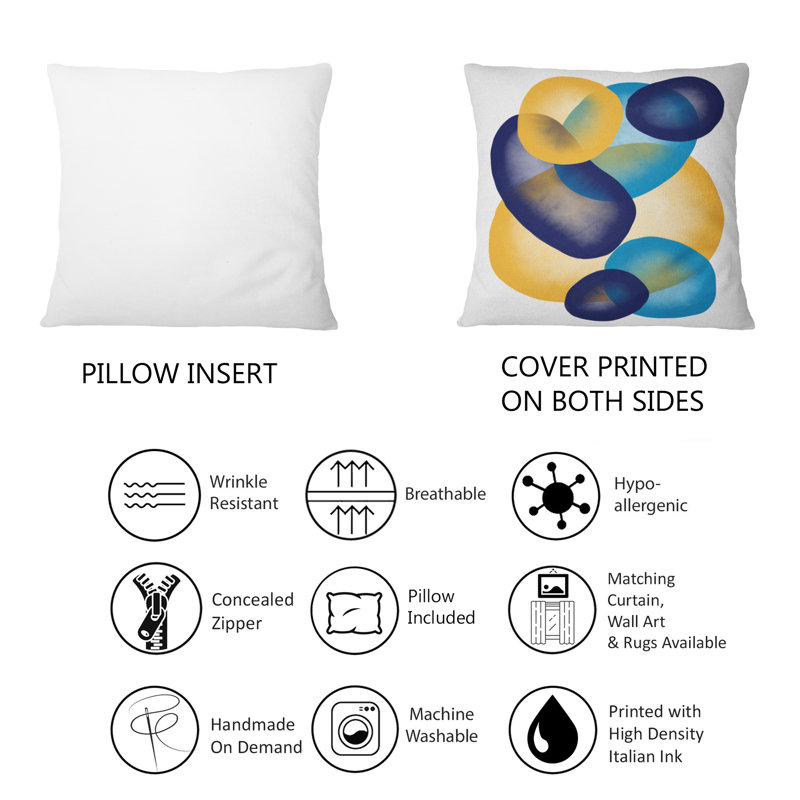 Coussin décoratif coloré à motif coloré V - Colorful Minimal Shapes, 16 po x 16 po