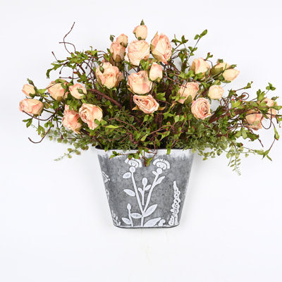 Arrangement floral de pivoines artificielles de 24 po avec garniture de vase convenant à une décoration de table de mariage à domicile