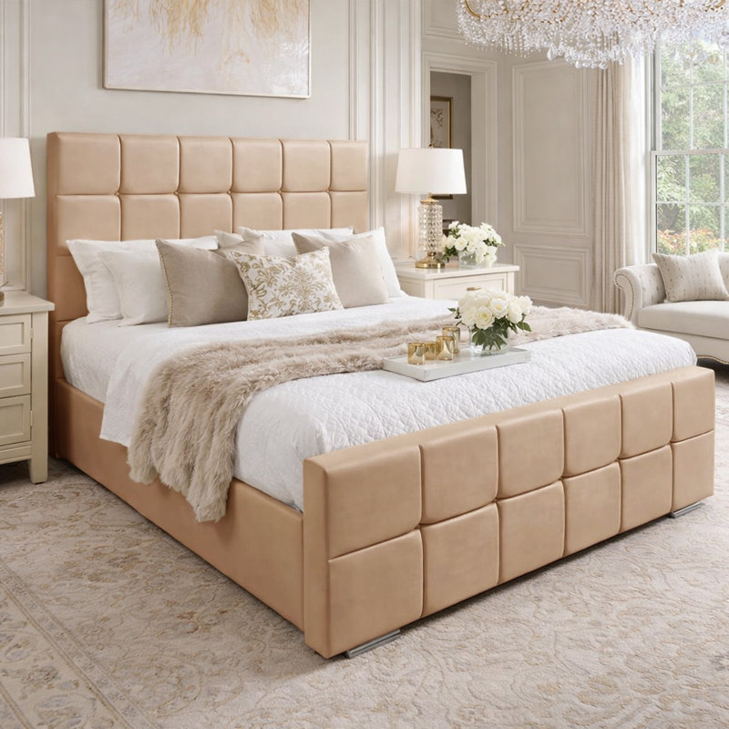 Bed, Beige, Double (4'6)