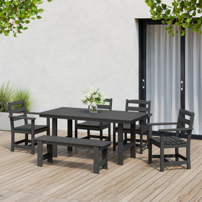 6-Piece Arm Chair Dining Set With Bench