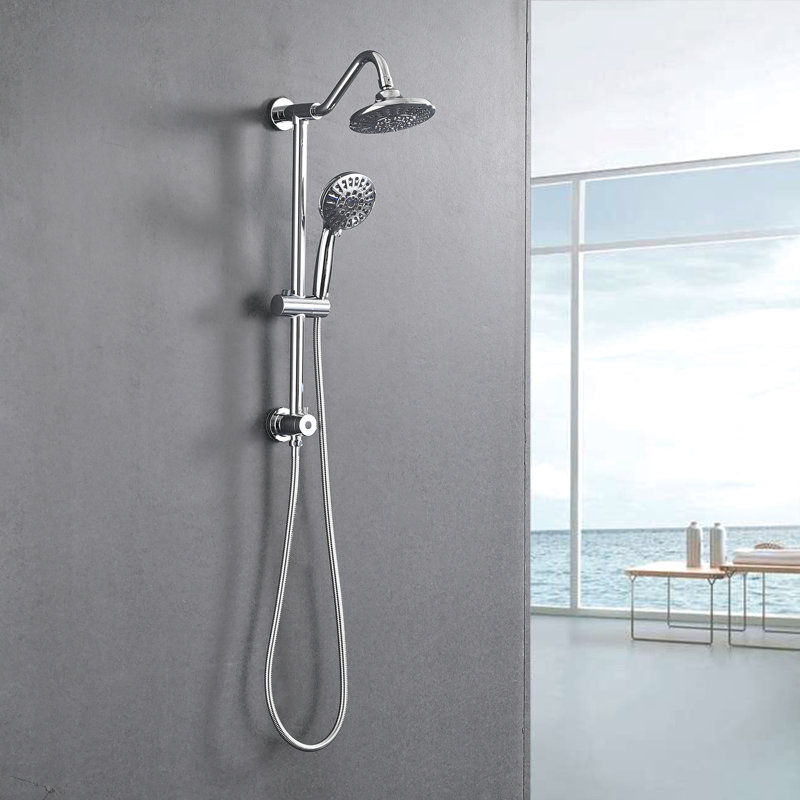 6 Inch Rain Shower Head And Handheld Bathroom - Long-Lasting With 5, Silver