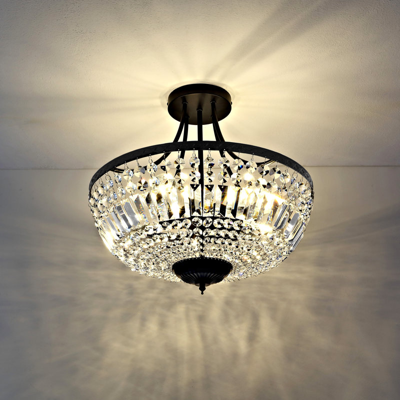 Follett 5-Light Dimmable Crystal Empire Chandelier, Black