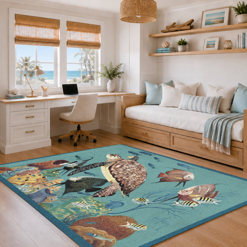 Guy Harvey Sponge Garden Area Rug, Rectangle 7'8" x 10'9"