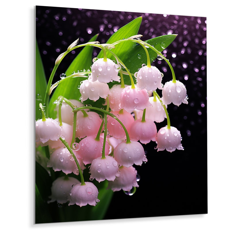 «Rose Lily of the Valley Flower Morning Bliss», art mural lys, No Frame,Metal, 20"H x 12"W