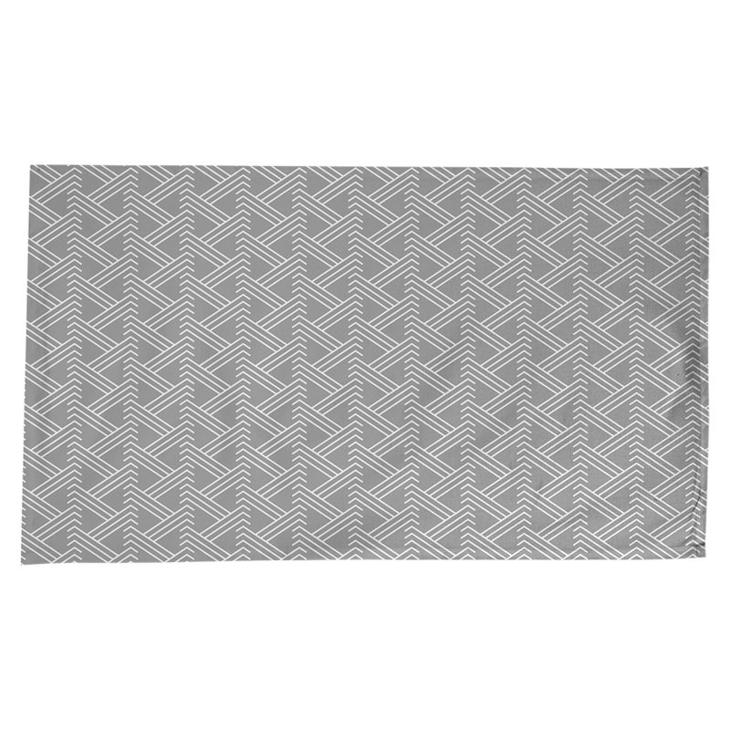 Classic Zig Zag Cotton Blend Tablecloth – Gray and White Geometric Pattern, Machine Washable, Gray/White