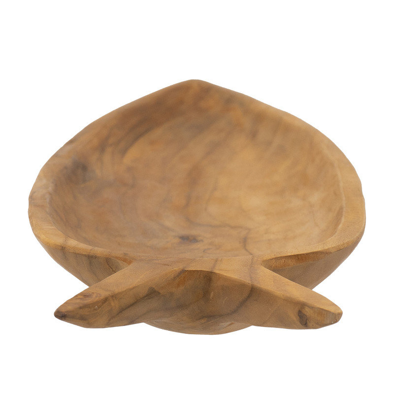 Assiette décorative en bois de teck 23,6 x 6,3 po, brun naturel
