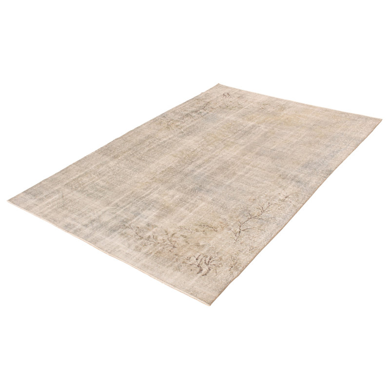Tapis gris clair en laine noué à la main de conception unique 6 pi 11 po x 10 pi 6 po années 2000 Odley
