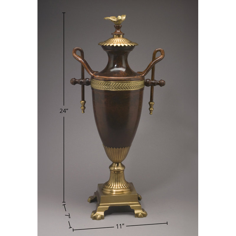 Urn décorative Erikson, Brun rouille / Laiton antique