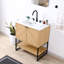 Armoire de salle de bain autoportante moderne à 2 tablettes à chevron l 30 po x P 18 po x H 33 po Juhl (lavabo non inclus), chêne-113431579