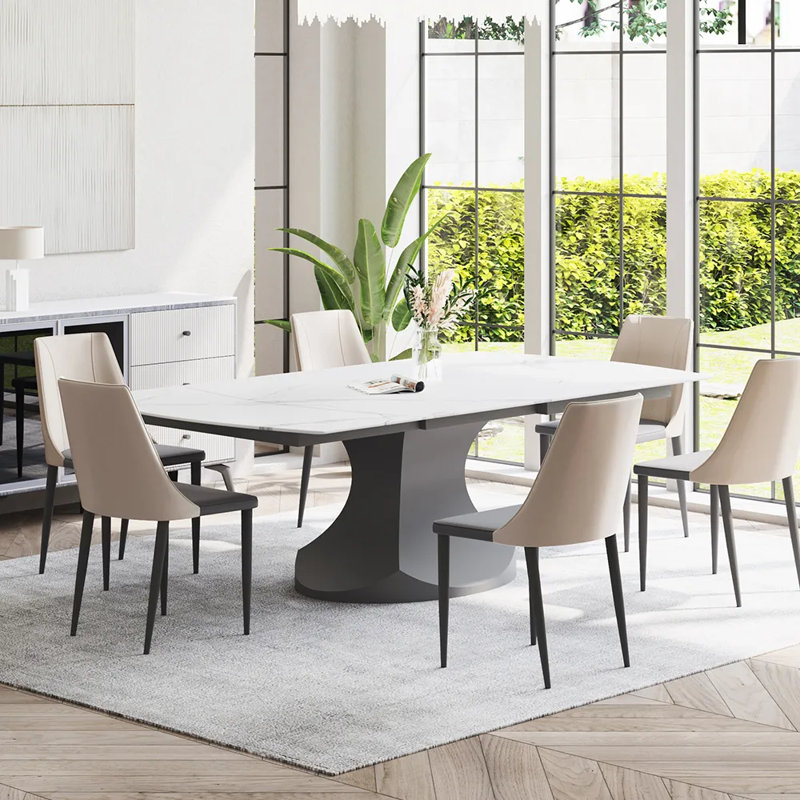 Table de salle à manger rectangulaire extensible de 47 à 71 po pour 4-6 personnes