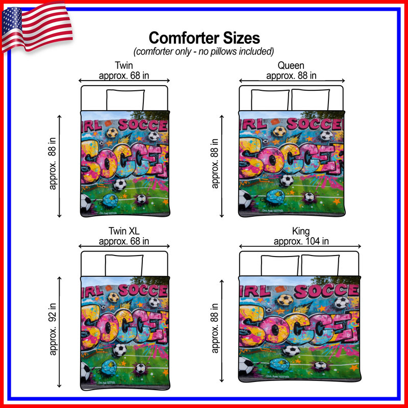 Colorful Soccer Graffiti Comforter, Twin Extra Long