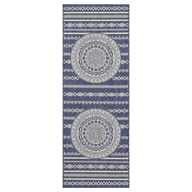 Tapis bleu intérieur / extérieur Sunshine, Rectangle 7 pi 10 po x 10 pi 3 po