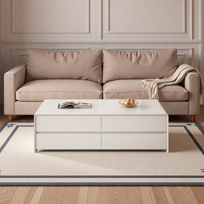 Table basse moderne en bois de buis avec huit tiroirs