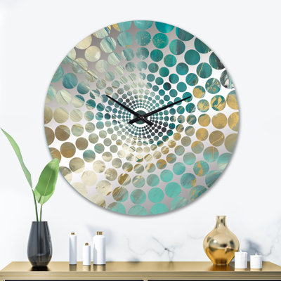 Horloge murale abstraite Golden Hour In Turquoise Waves III