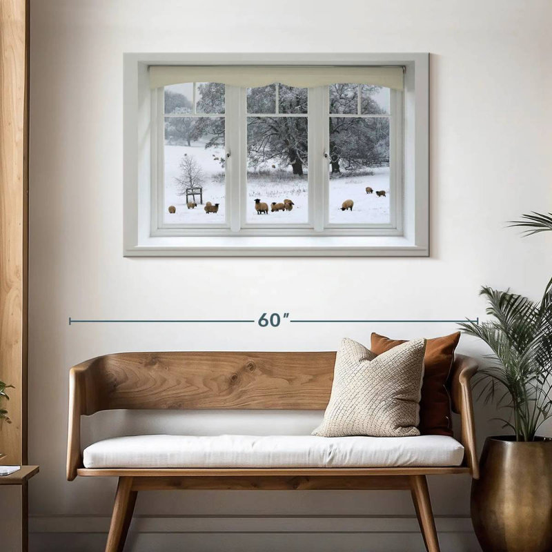 Vue de fenêtre Lilie Winter Sheep, H 30 po x l 45 po