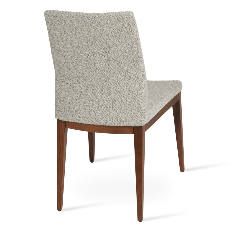 Pasha Wood Dining Chair in Boucle Fabric, White Gray Boucle, American Walnut