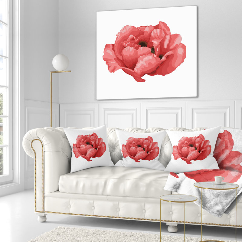 Coussin décoratif à motif arborea floral belle plante paeonia, 16 po x 1 po, Coussin décoratif