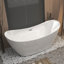 Baignoire autoportante en acrylique 59 po, blanc brillant, avec trop-plein chromé et bonde escamotable, certifiée CUPC