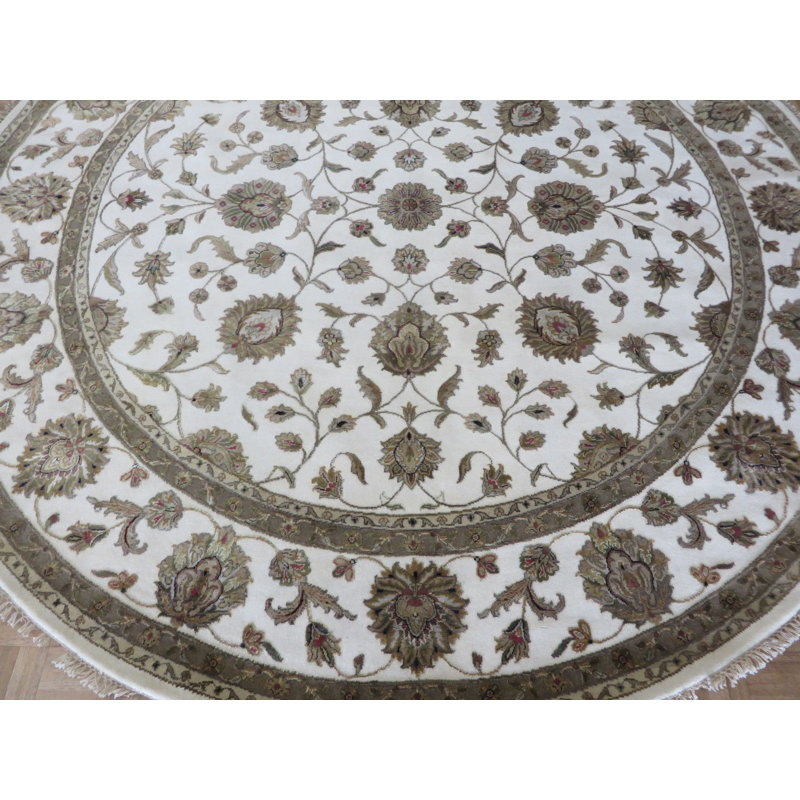 Tapis à la main beige/brun 9 pi 11 po one-of-kind noué la Josephson