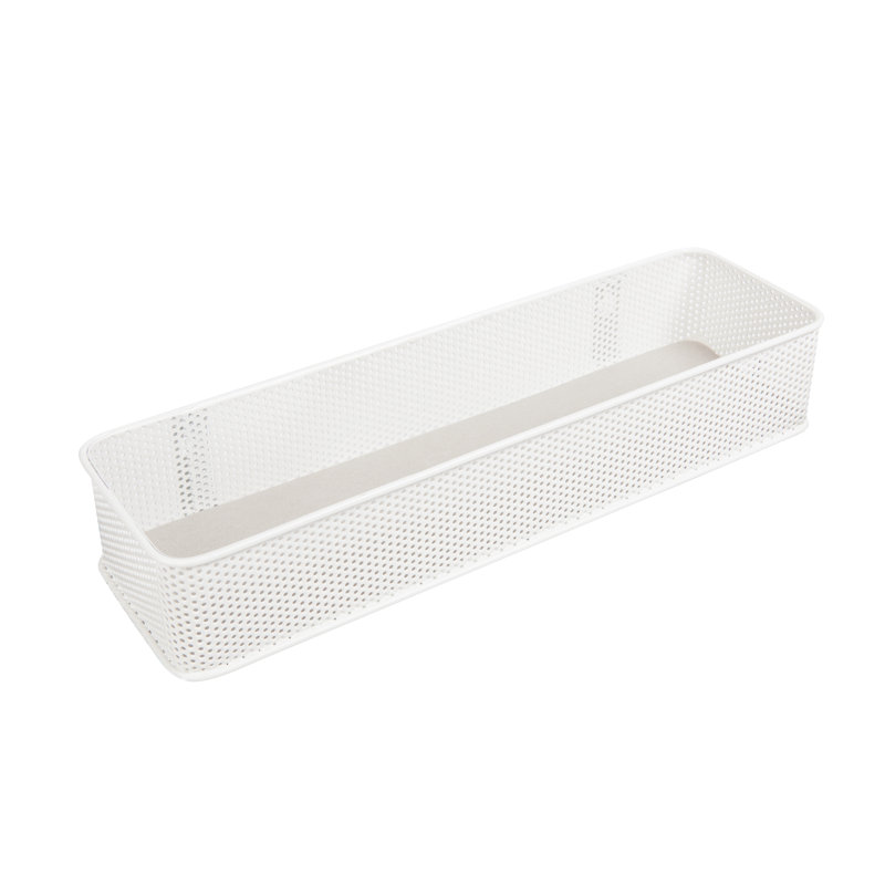 White Steel Wall Organizer with Wooden Knob Hooks