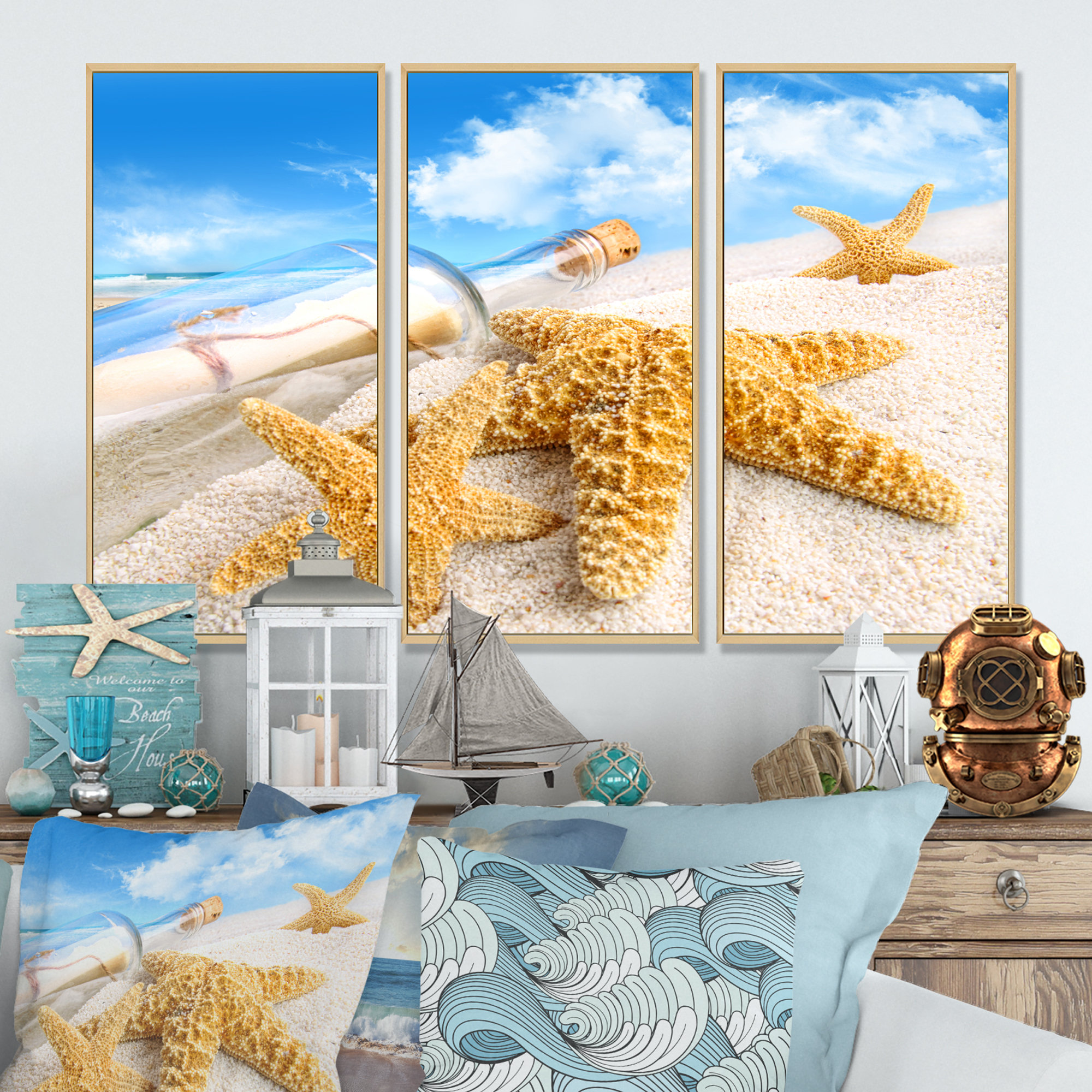 Designart 'White Waves Kissing Beach Sand' Seashore Throw Pillow