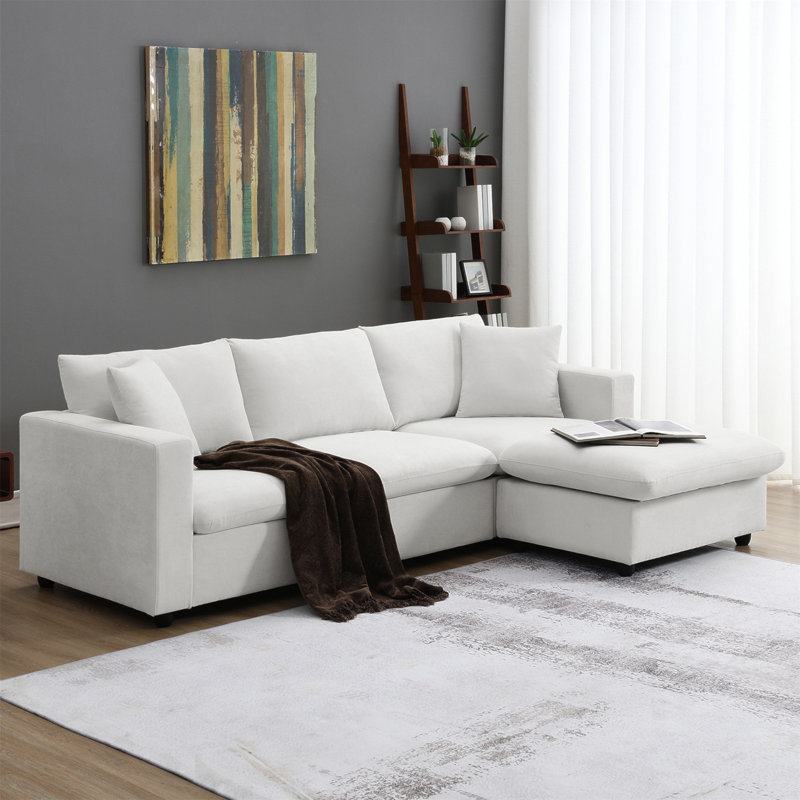 Ensemble de canapé modulaire moderne en L avec 2 coussins gratuits, Polyester gris aube