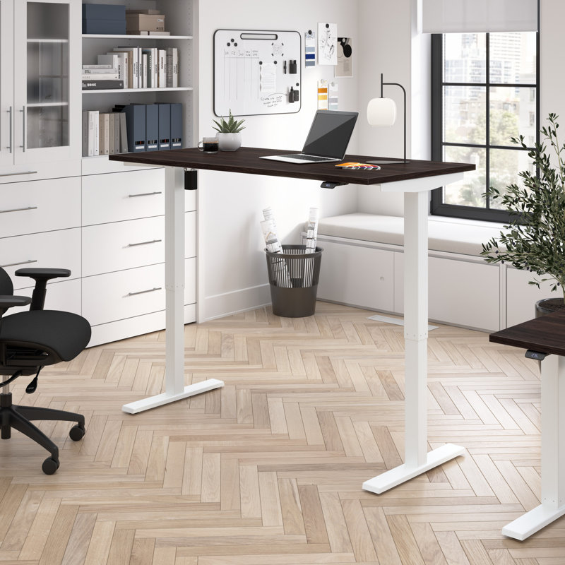 Bush Business Furniture Move 40 Series Electric Height Adjustable Standing Desk, 27" H x 59.5" W x 29.4" D, Black Walnut