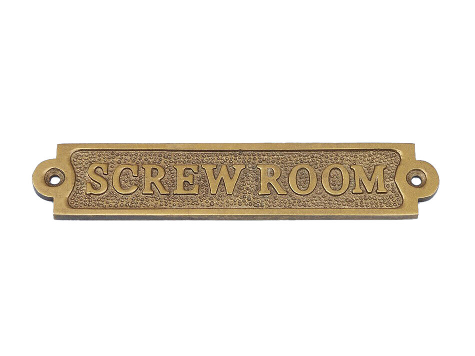 Solid Brass Screw Room Door Sign - Nautical Wall Decor - Boat Cabin