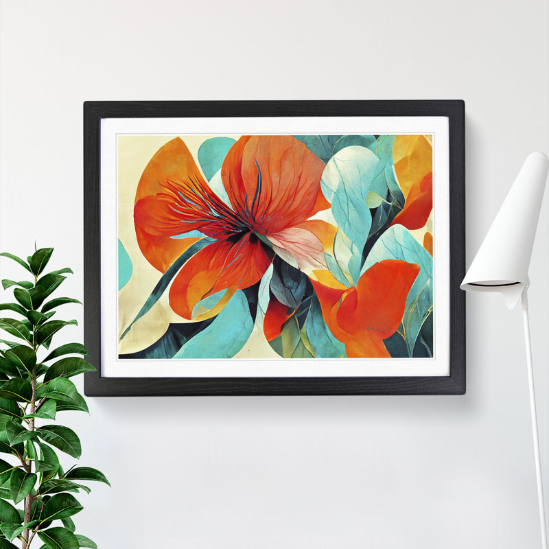 Artistic Floral Abstract Vol.1 - Single Picture Frame Print, 34cm H x 46cm W x 2cm D, Black Framed