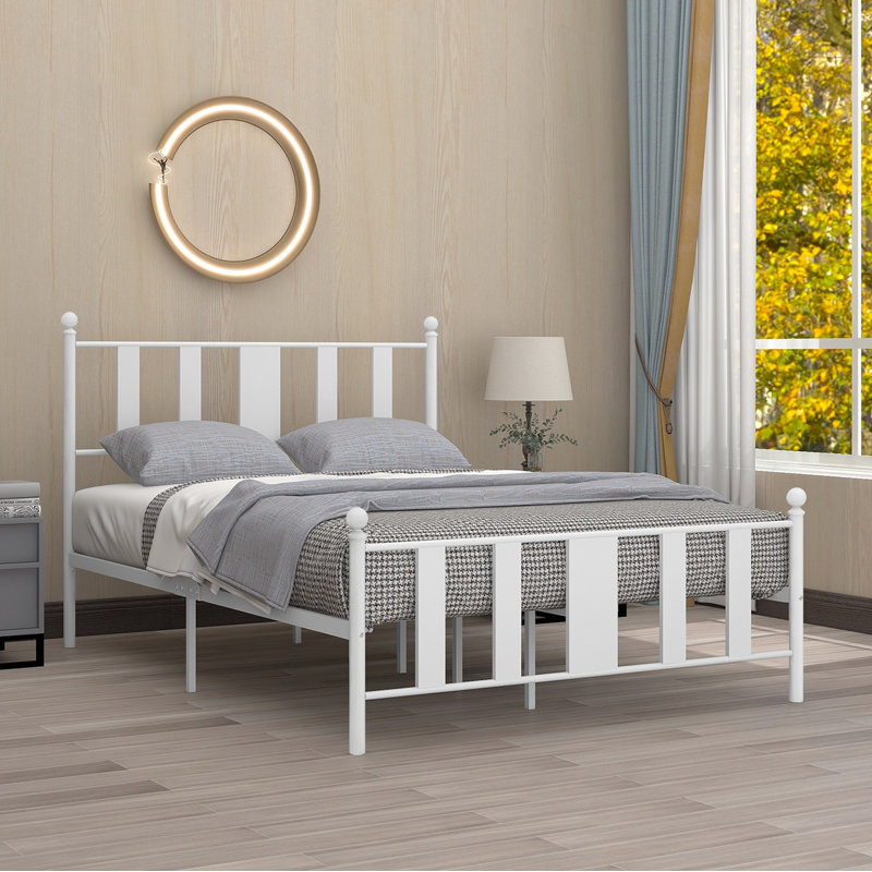 Alexnader Metal Platform Bed, Full, White