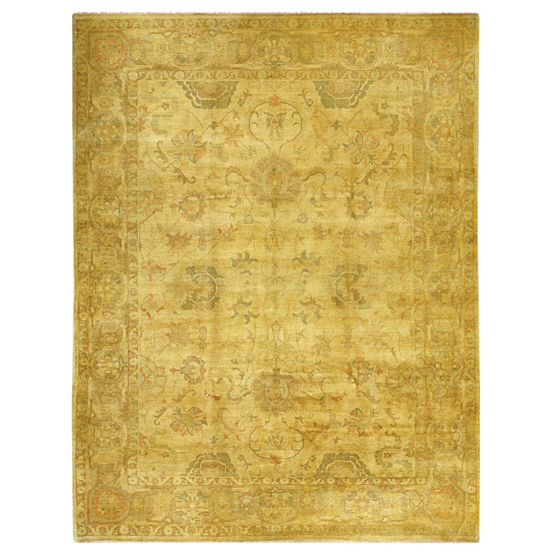 Tapis doré et doré de haute qualité noué à la main