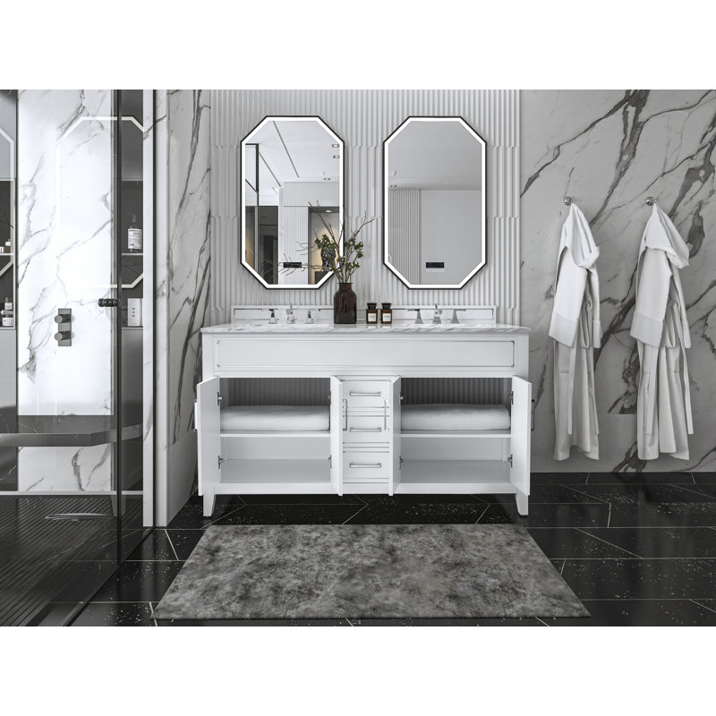 Ensemble de meuble-lavabo double 60 po Aspen, Blanc, Chrome