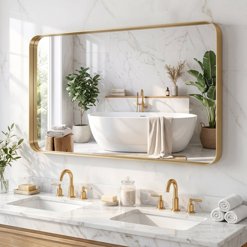 Miroir de salle de bain, Doré