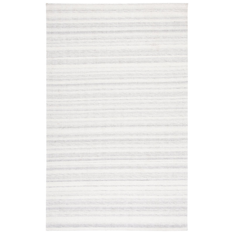 Tapis gris / ivoire en laine tissé à la main Earin, Rectangulaire 8 pi x 10 pi