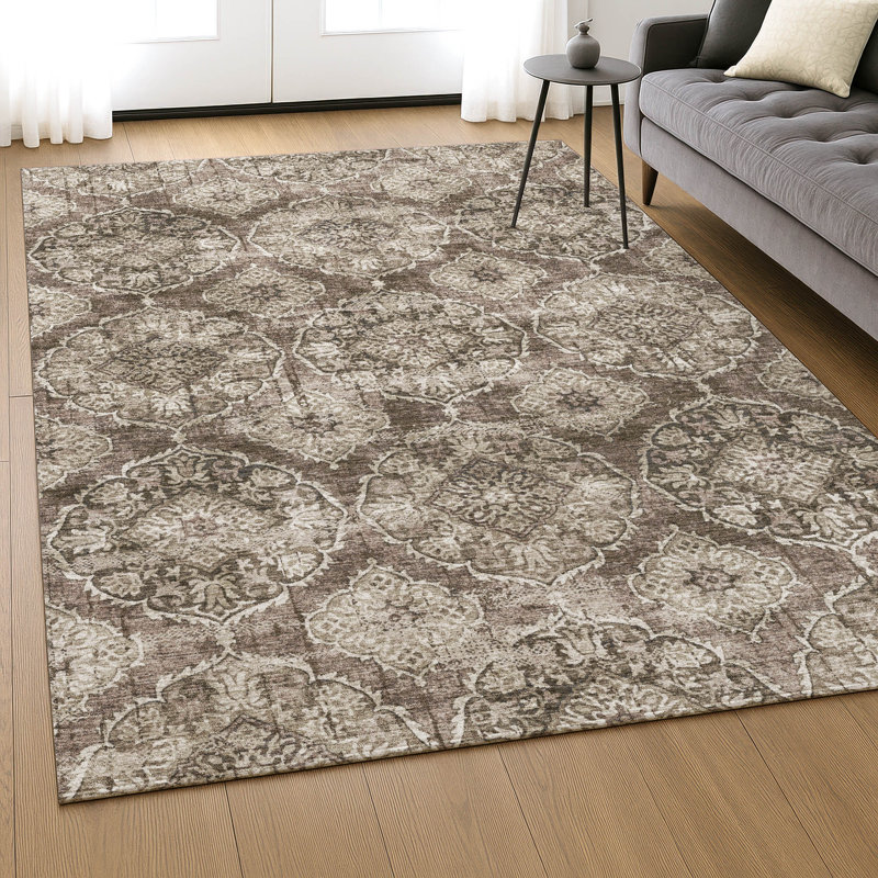 Premium Machine Washable Mayfield AMF2196 panel Rug, Chocolate, 8' x 10'