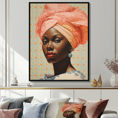 «60S Pastel Retro African Geometric Portrait I - Modern Art», art mural