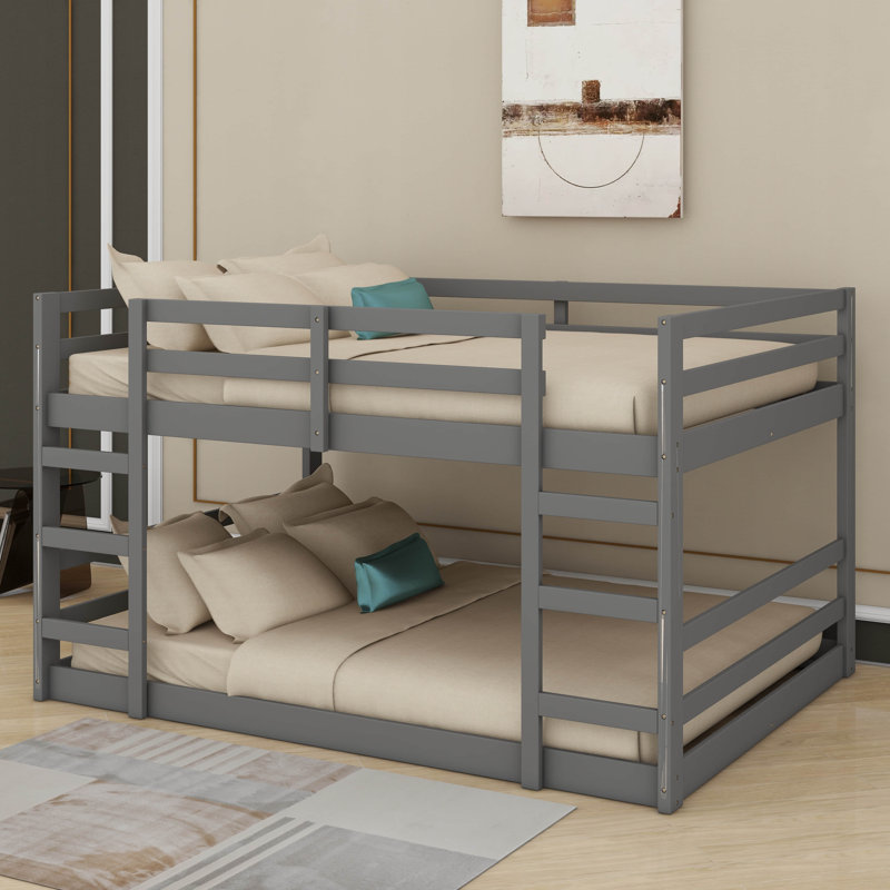 Lit superposé double au-dessus de double avec 2 échelles, Gris