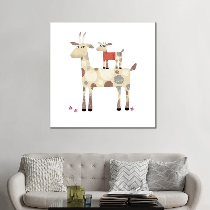 «Goats» par Nic Squirrell - impression d'art graphique, Toile tendue, H 48 po x l 48 po x 1,5 po, Pas de tapis