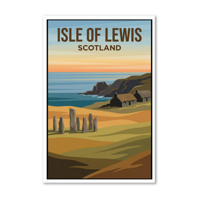Isle Of Lewis, Scotland - Romantic Hebridean Coast Travel Poster. Giclee Print On Wrapped Canvas. Wall Art, Home Decor - Natural Landmarks, Scotland - Wrapped Canvas Print