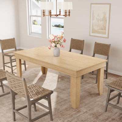 68.5Inch Farmhouse Dining Table for 6-8, Large Rectangular Wood Kitchen Table with V-Legs, Waterproof Top, 350 Lbs Capacity, Natural