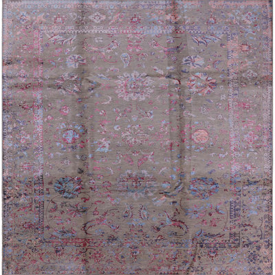 Tapis oriental gris / rose / bleu