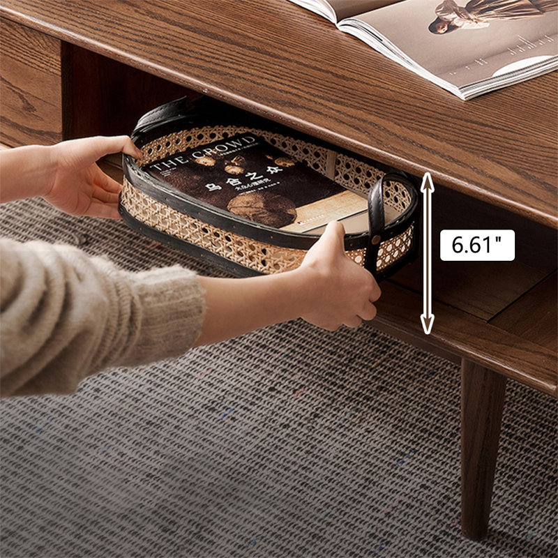 Table basse rectangulaire en bois massif noyer, H 16,93 po x L 53,15 po x l 23,62 po