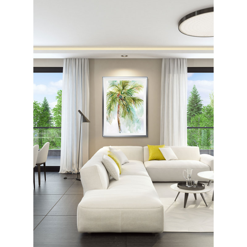 « palm breezes ii », impression, H 36 po x l 26 po x P 1,5 po, Cadre argenté