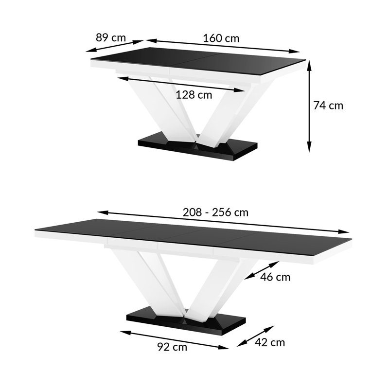 Chingiz Extendable Dining Table, Grey/White