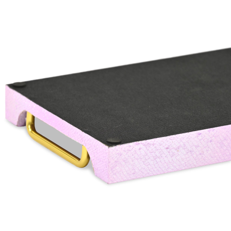 Nimue Seascale Pattern Iridescent Tray With Gold Hardware, Pink