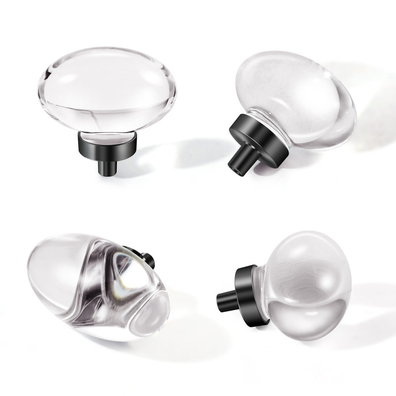 Paquet de boutons ovales surdimensionnés de 1,9 po de longueur, Noir mat