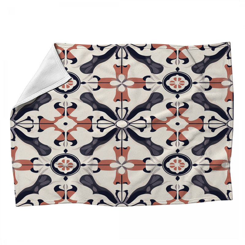 Fleece Throw Blanket - Throws for Sofas or Beds, 80" L x 60" W, Pink Geometric