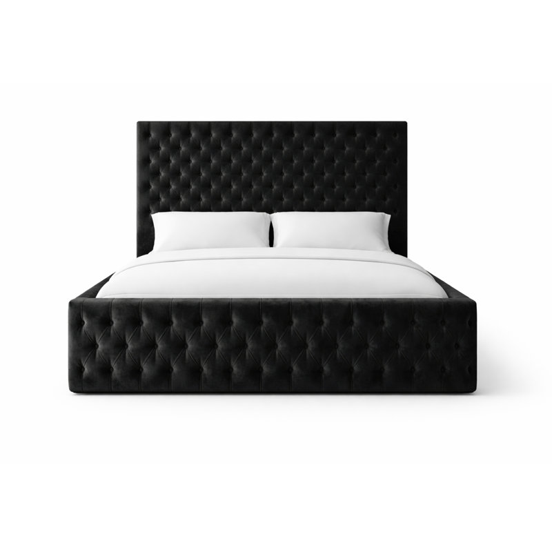 Upholstered Bed, Black, Double