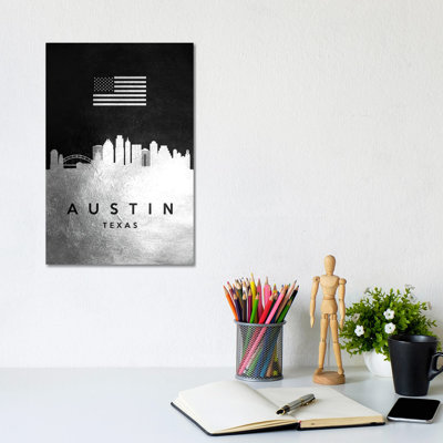 Austin Texas Silver Skyline by Adrian Baldovino - Wrapped Canvas Print