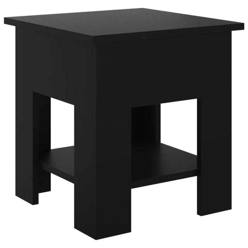 Glass End Table with Storage, White, 15.7" x 15.7" x 16.5"